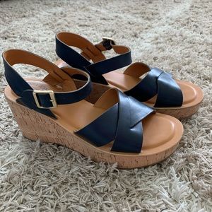 Kork ease Ava blue strappy wedge sandal 11